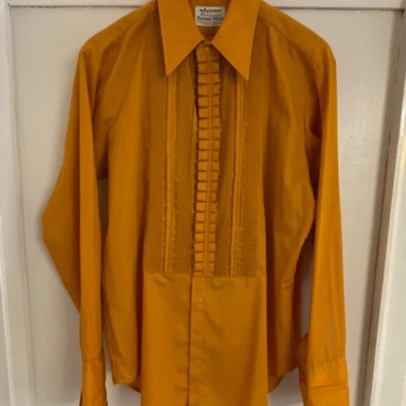 Vintage Arrow Terricota Formal Wear Shirt 16-33 Made in Canada. Orange ruffles - Picture 12 of 13